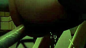 Teen bathroom slut pisses while enjoying tight ass fucking