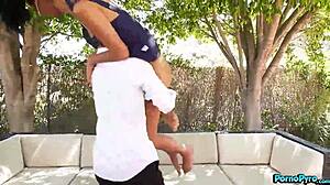 Watch cute skinny black babe Jada Doll bang that hot stranger?