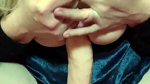 Slut Wife Sucks Big Dildo and Tit Fucks It