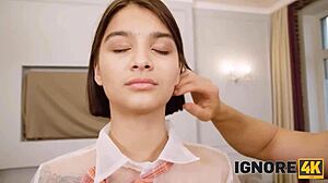 Ignore4k Futuristic Fucking with Teen in FFM Threesome Doggystyle Action. Bent Over and Taken Hard!