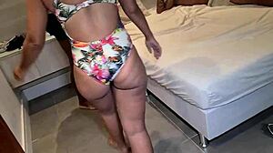 hey, this crazy milf diamante banged two hung studs and got her face drenched!