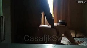 Chubby wife enjoys sex with her husband in their bedroom.