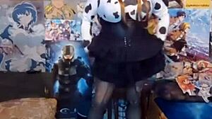 this hot cowgirl anal riding in costumes is shaved and gay