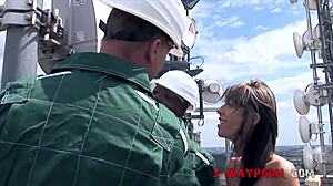 why not try rooftop anal with two big cocks for that skinny teen