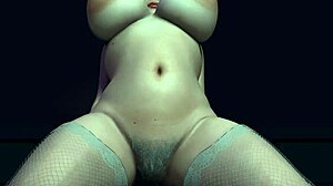 plump cougar rides dildo close up on bed