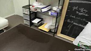 i'm this hot milf giving a handjob at the office