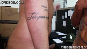 Guards having sex during lunch break in crossdressing gay scene