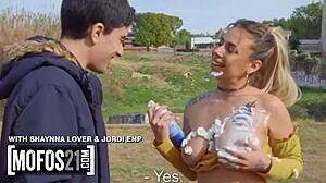 jordi enp meets a very excited spanish girl for an outdoor encounter in the street