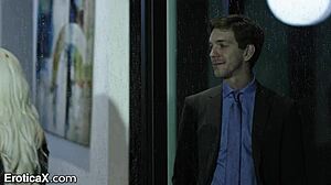 elsa jean, petite intern, dives into boss's pussy before getting fucked doggystyle on last day