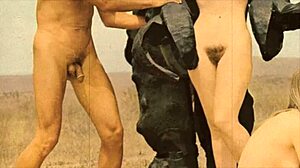 Vintage Taboo: Woman Bent Over for Doggystyle Fucking, Hairy Pussy and Ass Exposed Outdoors