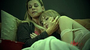 Blonde Teen Lesbian Engages In Snowballing And Cum In Mouth Action