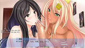 Akumeru family harem route part 1: step-mother and step-daughter give blowjobs!