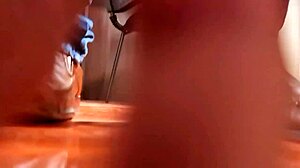 nataly delpech bent over in lingerie gets cumshot at work spied on