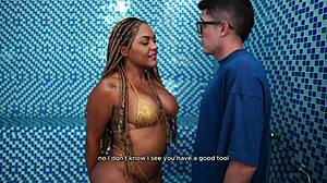 My best friends son goes into a public sauna with me and we have interracial milf and nerd boy sex carla morelli and pipeboy1