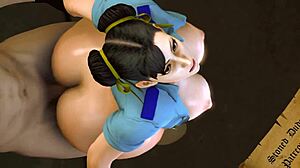 chun li gives blowjob on street in anime game style