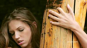 Outdoor pussy play brings intense orgasm