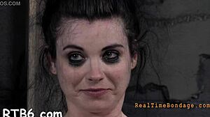 What a harsh whipping for this enjoyable gal in brutal bondage and ball licking!