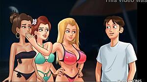 kinky girlfriend shares boyfriend with bff on beach