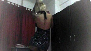 Blonde cam girl strips