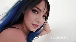 brunette in lingerie gets balls deep anal and first dap