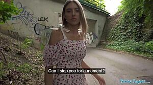 public agent babe with cute ass gets anal fucked outdoors