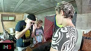 Intense Threesome Sex: Blonde Girl and Milf in Muff Diving and Fucking!