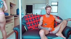 he enjoys ass play on webcam with a slut in cosplay