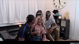 interracial jacuzzi four some with hardcore blowjobs