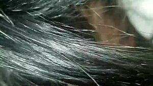 Italian beauty gives interracial blowjob to big black cock in European scene