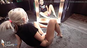 Wow, Sexy Blonde Uses Toys on Vagina at Mirror! 😍