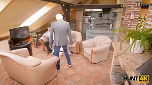 In this hunt4k scene, a guy agrees to let his wife get nailed by a stranger. He watches the doggystyle action with her small tits bouncing.