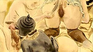 Vintage Erotic Illustration With Retro Cartoon Anime Hentai