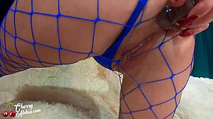 girl in grid deep sucking hard double penetration cum on big ass