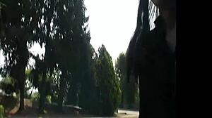 Exhibitionist Shows Big Natural Tits in Park