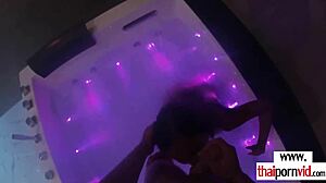 Asian Teen Gives Boyfriend Sexy Footjob and Hardcore Blowjob