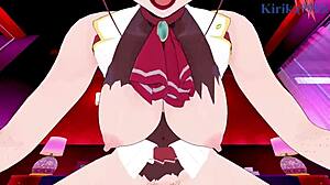 Houshou Marine and Ookami Mio engage in intense sex with creampie in Hololive VTuber POV hentai