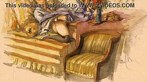 Vintage erotic drawings with sensual cartoon style