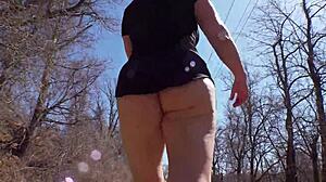 Milf Housewife In Minidress Worships Her Big Ass Outdoors With Anal Plug And Fingering