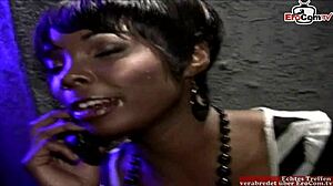 black ebony babe with big natural tits picked up on the street