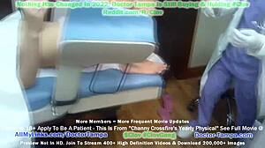 Doctor tampa gives channy crossfire yearly checkup with gyno exam nurse stacy shepard chaperones.