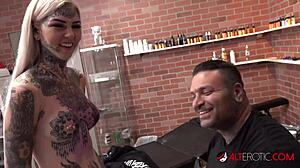 Hey, Sascha Plays with Amber Luke's Big Tits During Erotic Tattoo Session 😏