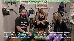 Doctor tampa gives channy crossfire yearly checkup with gyno exam nurse stacy shepard chaperones.