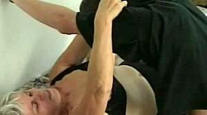 Hairy granny's pussy gets filled with young dick intensely