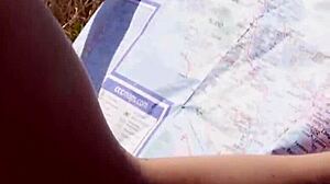 Skinny Canadian Babe Alexandra Strips Naked Outdoors, Clothes Ripped