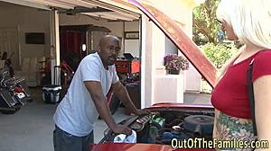 Amateur babe screws stepfather in raw interracial action with cum in mouth