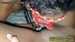 Hot Brazilian wives and teen in threesome anal action
