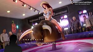 Petite Teen and Redhead Threesome with Huge Cock in Public Restroom