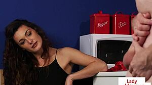 Cute Babe Spreads Legs To Help Jerking Guy