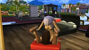 seraphina and the neighbor have fun in sims 4 bathroom