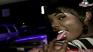 black ebony babe with big natural tits picked up on the street